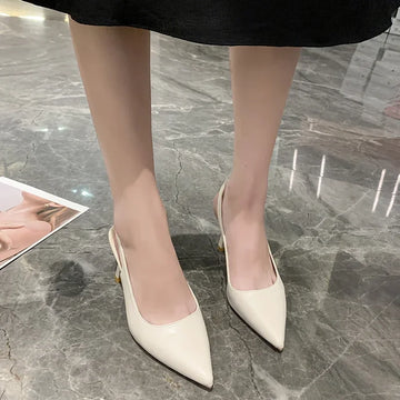 Xajzpa Summer Fashion New Pointed Toe Stiletto Heel Shallow Mouth Breathable PU Comfortable and Elegant Women's Shoes Sexy Sandals